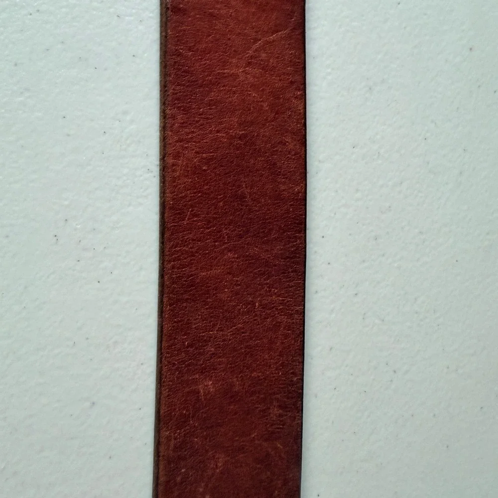 Polo Ralph Lauren Leather Belt 34 Brown Cross Stitch Brass Buckle 405070171-236